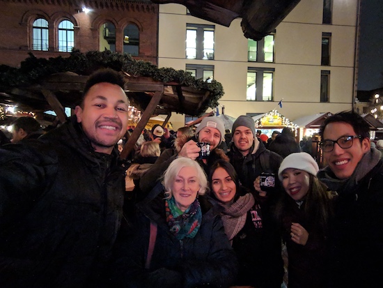 a group photo of expats living in berlin in winter