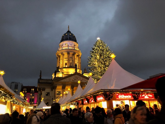 bustling christmas market at gendarmenmarkt in the heart of berlin 