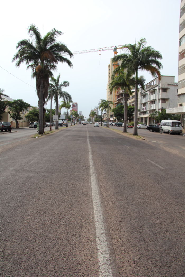 Driving along Avenida Eduarde Mondlane a main road in the centre of Maputo the capital city of Mozambique