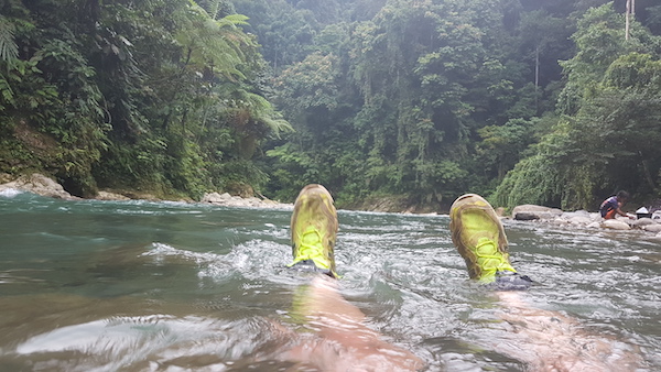 floating in the bohorok river in Sumatra Rain Forest in bukit lawang