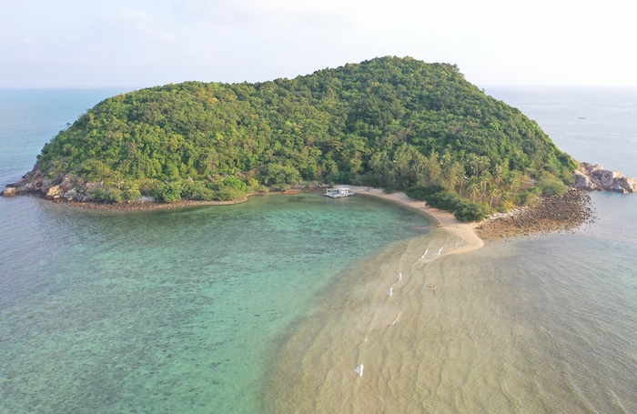 drone view of koh ma island in koh phangan