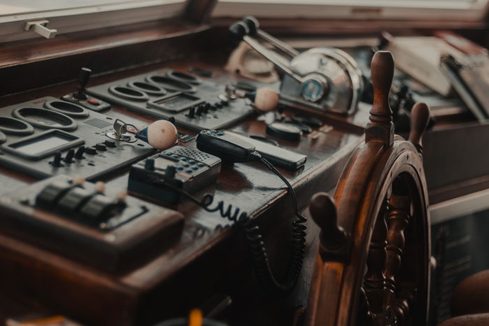 the wooden interior of a boat used for transporting scuba divers