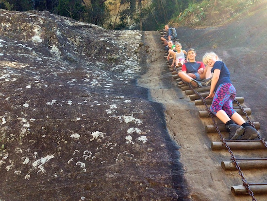 children hiking in the drakensberg