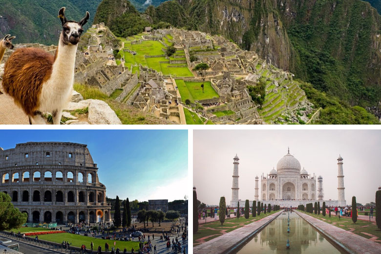 machu picchu, rome colosseum and taj mahal virtual travel experience