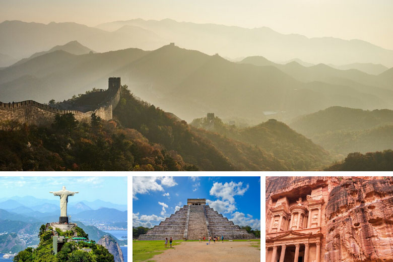 virtual tour the 7 wonders of the world including great wall of china, christ the redeemer, chichen itza and petra