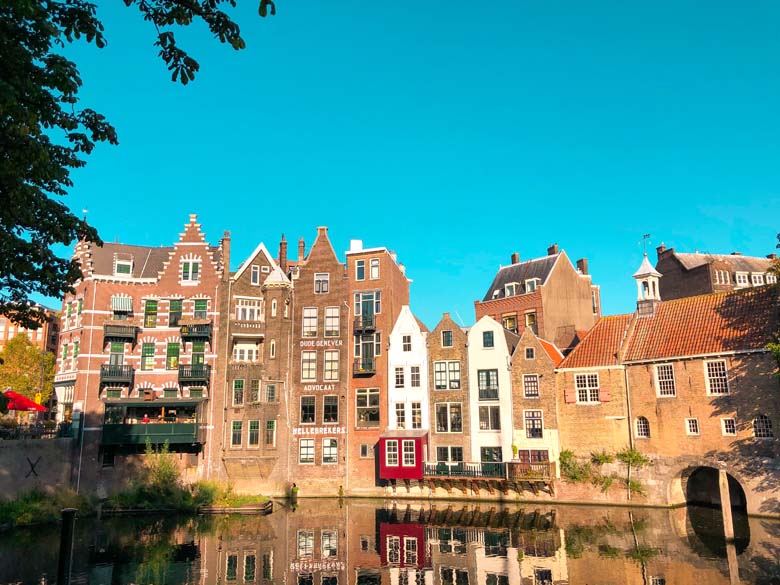 amsterdam in rotterdam, traditional dutch houses along the river