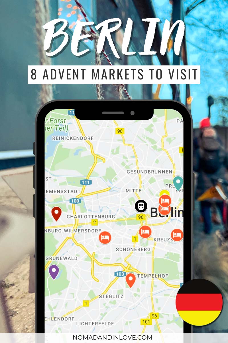 a map with 8 Advent Christmas markets to explore in Berlin