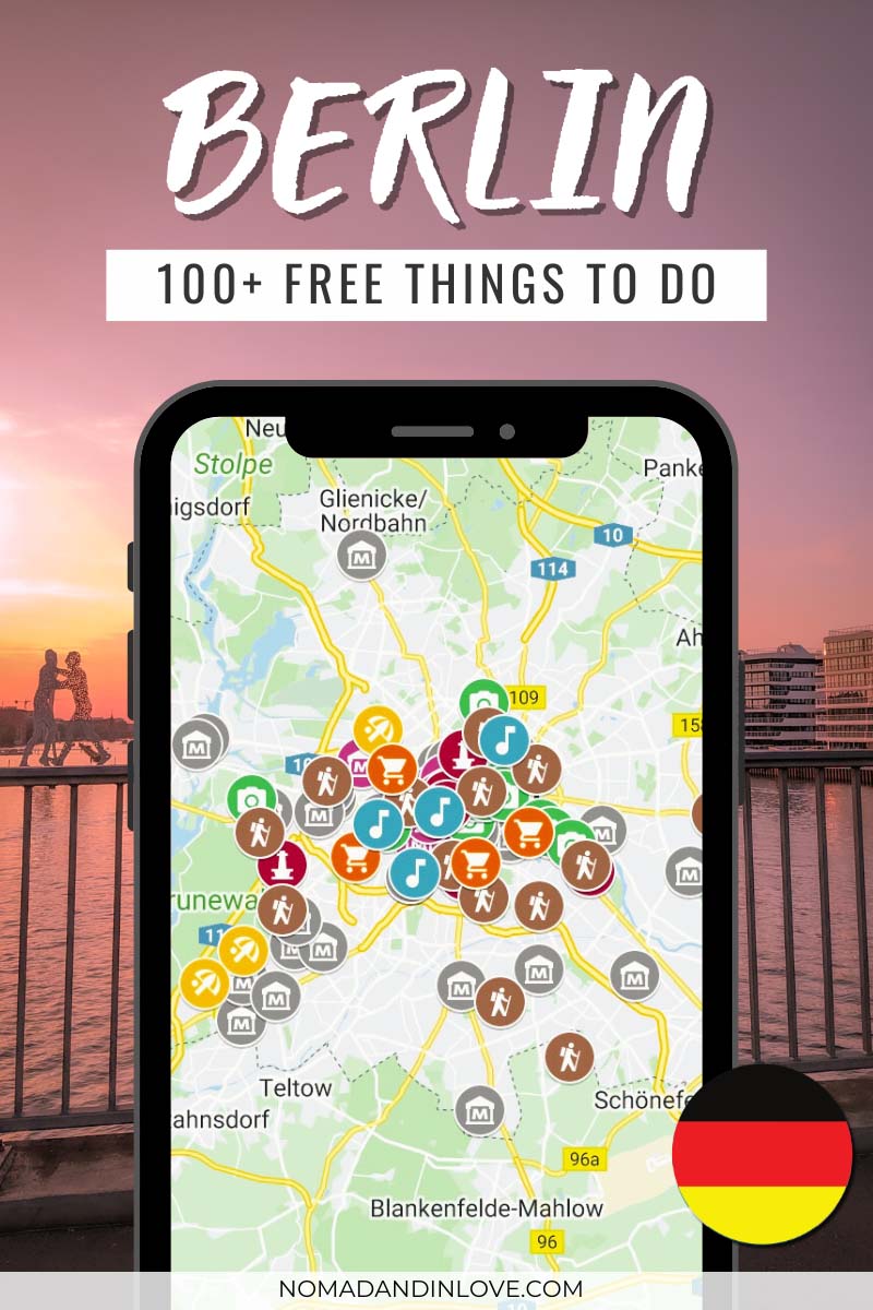 a map with over 100 free things to do in Berlin