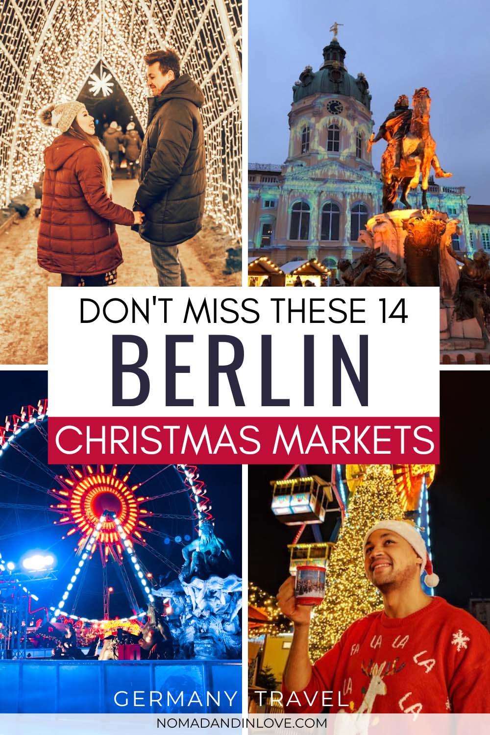 a travel guide for the best christmas markets in berlin illustrated with photos from different xmas markets