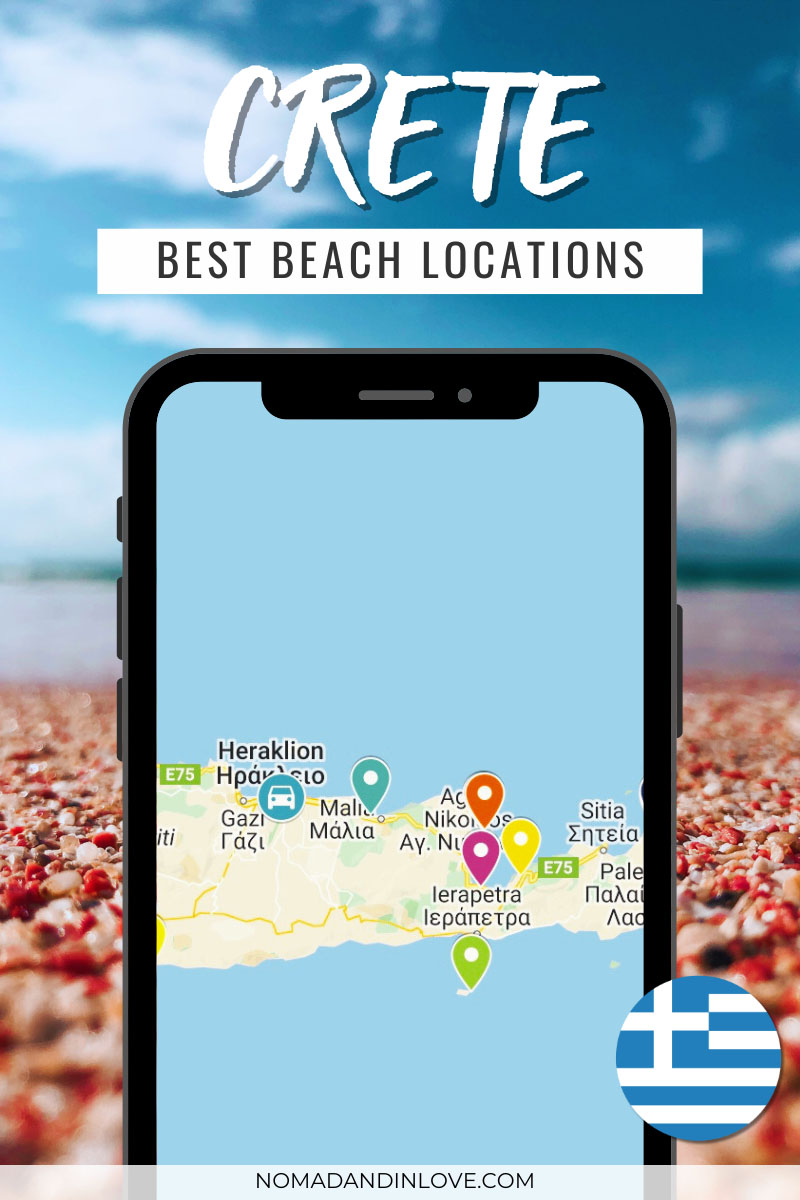 a map with 21 best beaches in Crete