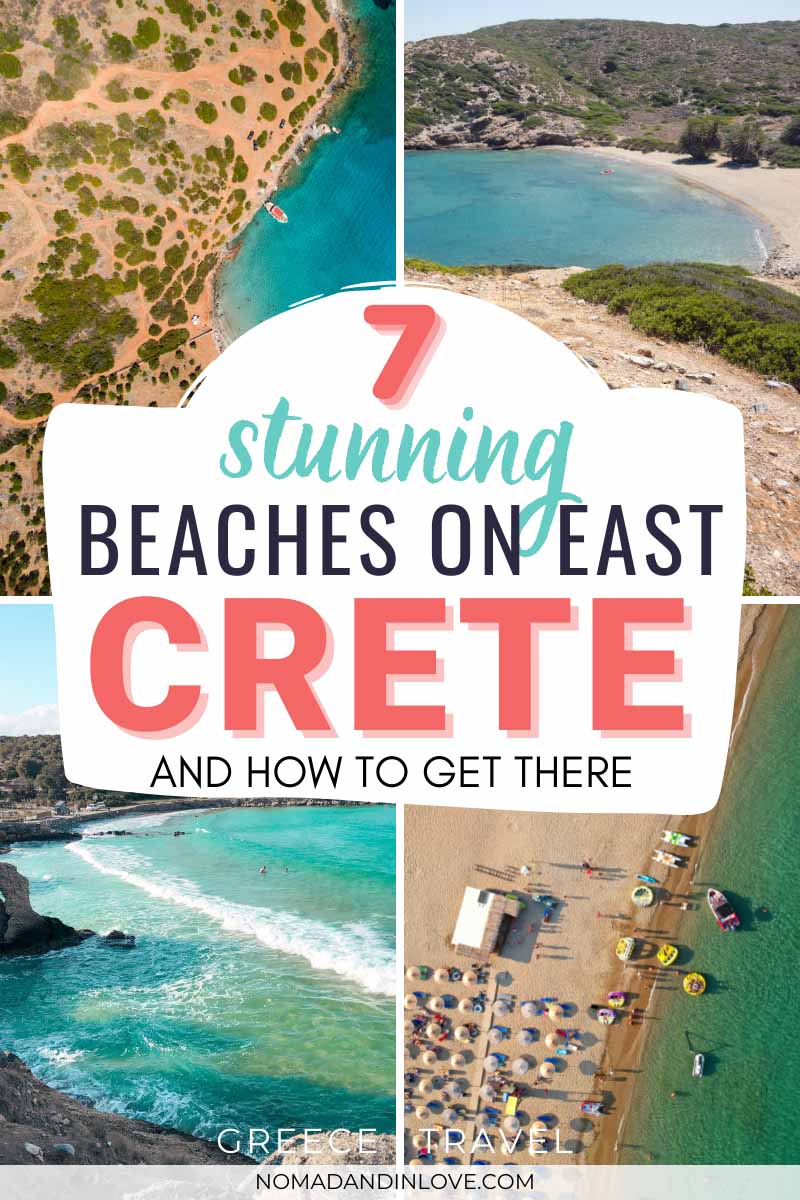 pinterest save me image for a travel guide to see 7 best and most beautiful beaches in east crete greece
