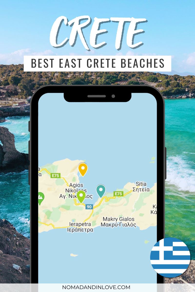 a map with 7 best beaches in East Crete