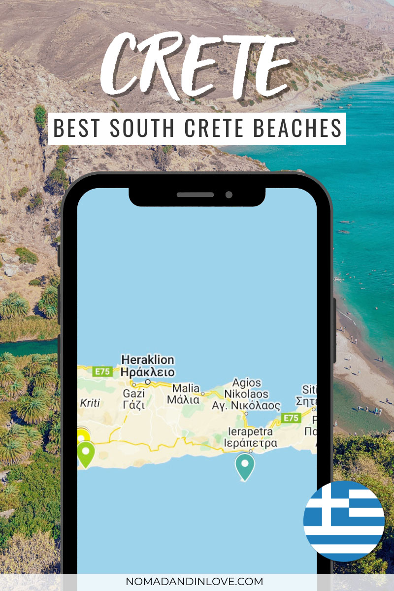 a map with 5 best beaches in South Crete