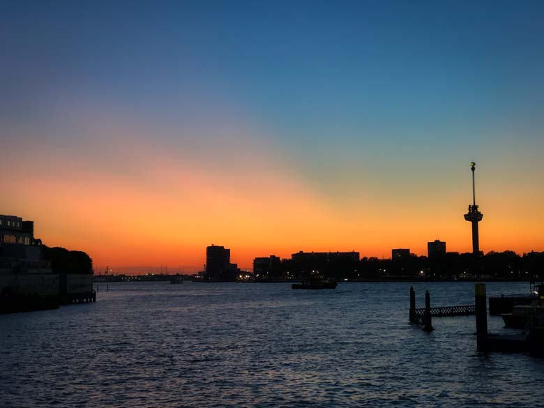 sunset photography from bridge in rotterdam