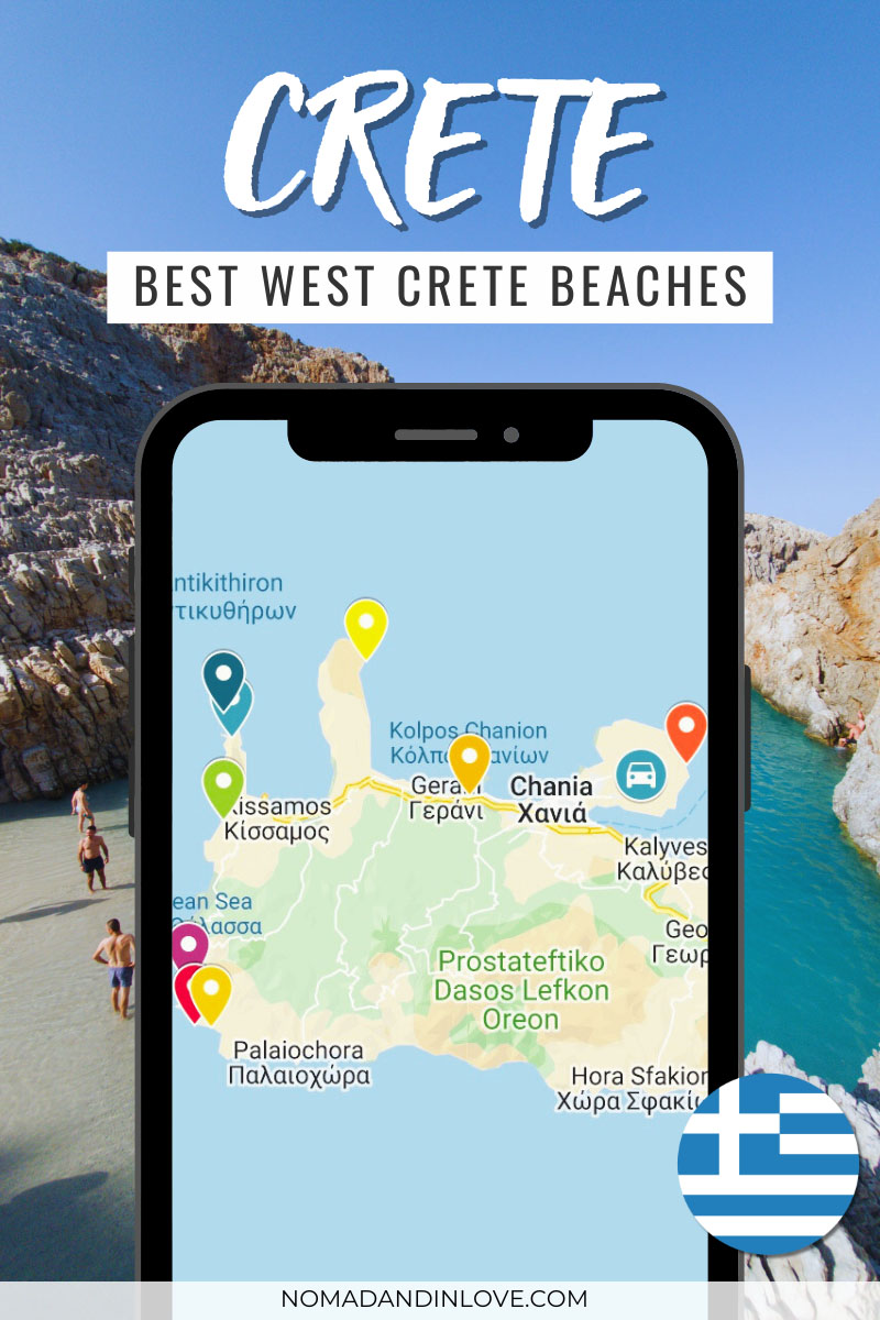 a map with 9 best beaches in West Crete
