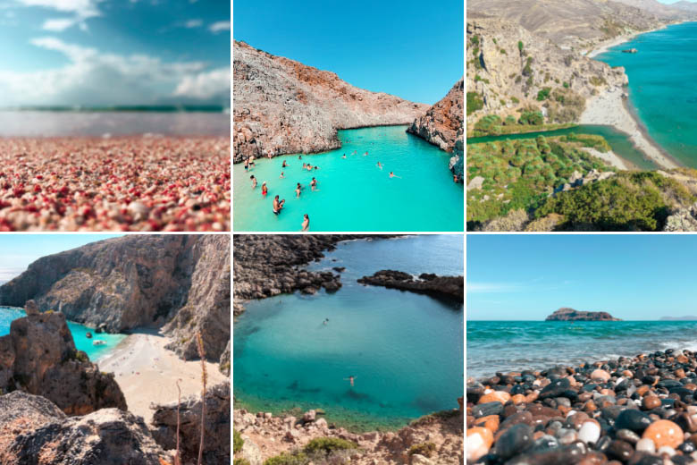 collection of pictures of the best beaches in crete greece