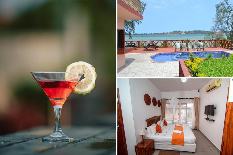 a collage of Villa Espanhola beach accommodation in Bilene Mozambique