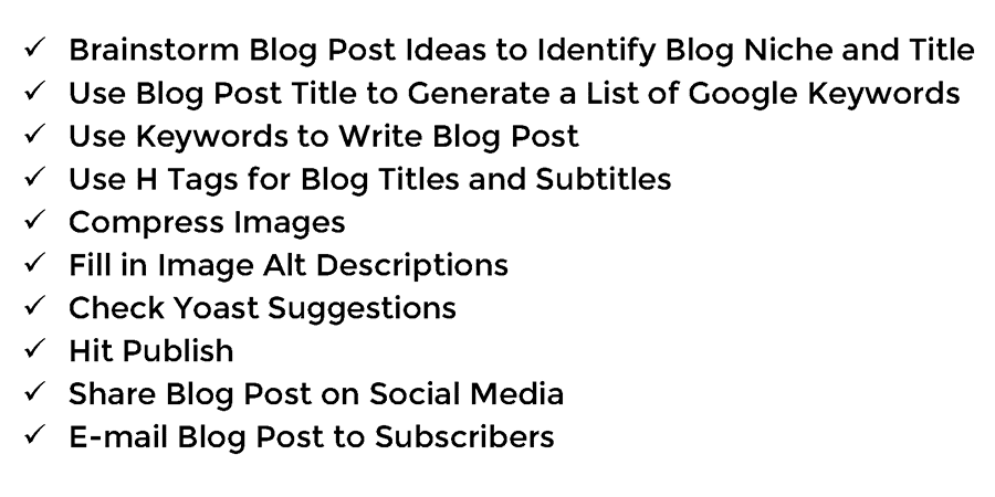 free blog post publish checklist for beginners looking to create a blog