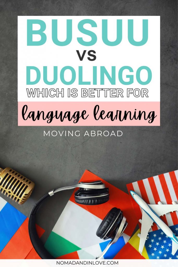 pinterest save image for a language learning app comparison review for busuu vs duolingo