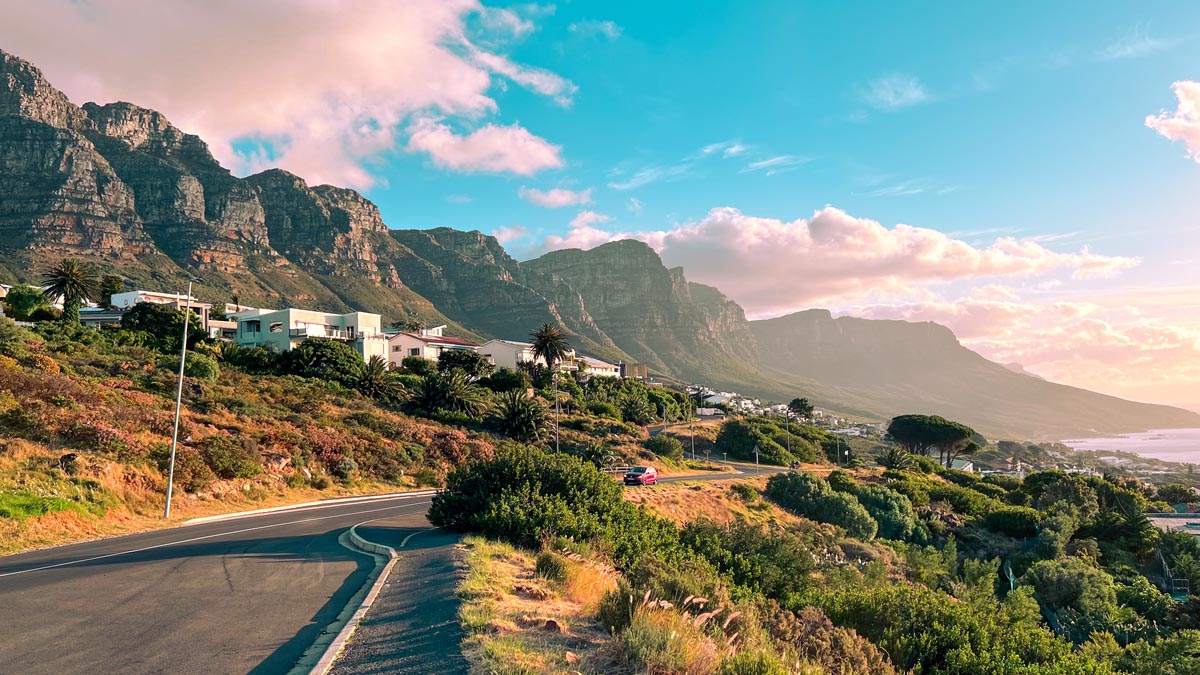 a view of the twelve apostles mountain range in cape town south africa from the side of the road