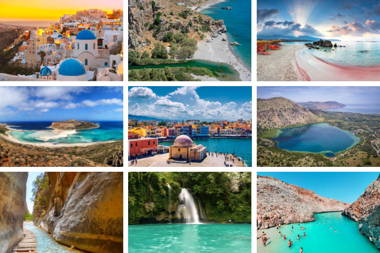 a collage of images on the best crete attractions to see in a 10 days travel itinerary