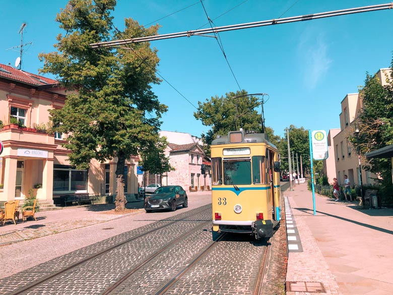 the yellow woltersdorf tram is one of the oldest tramways in germany