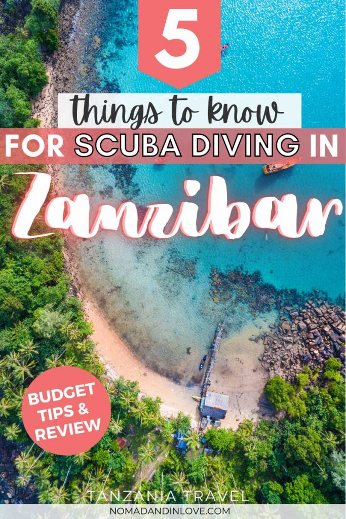 pinterest save image for 5 scuba diving tip in zanzibar