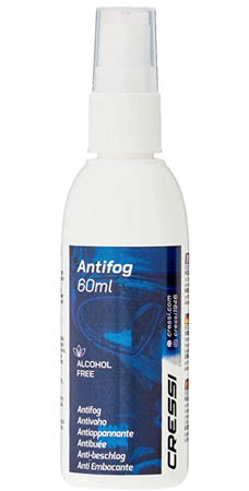 a 60ml white anti-fog spray bottle to use inside scuba mask before diving