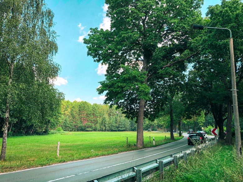 cars driving on the A13 highway in the countryside outside Berlin