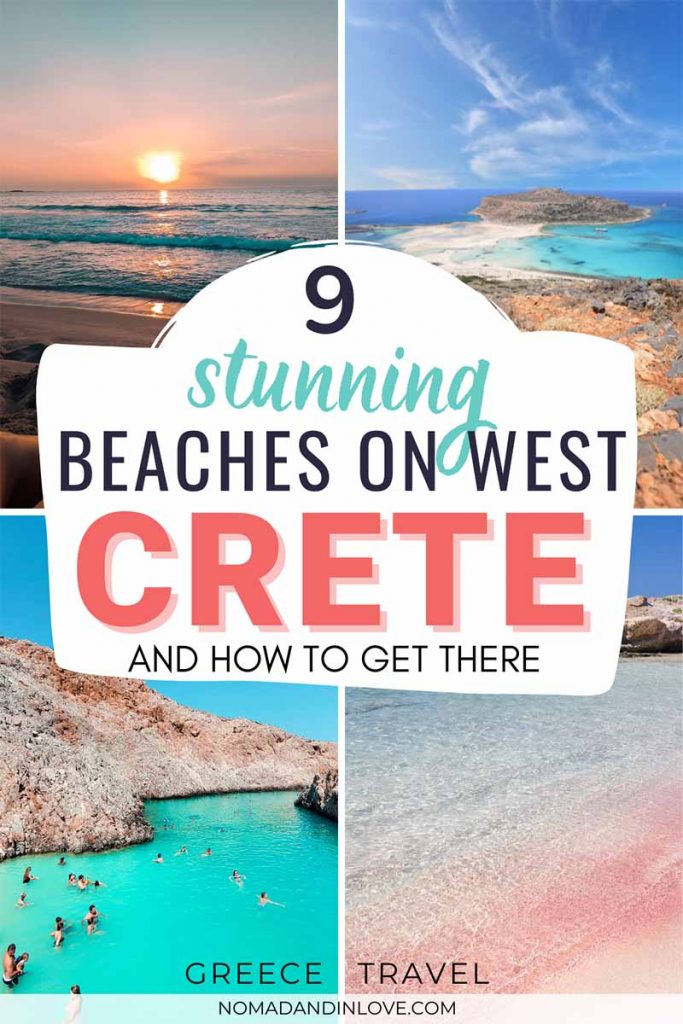 save me on pinterest image for 9 stunning beaches on west crete and how to get there from chania in greece