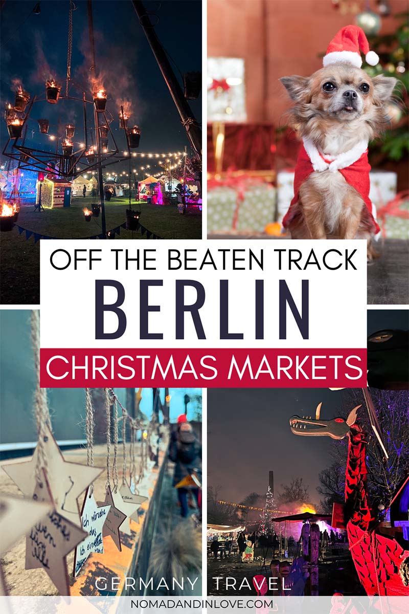 a vertical pinterest save image for a travel guide on off the beaten path berlin christmas markets to visit