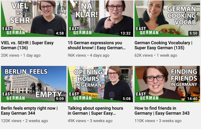 learning german for free on youtube channel easy german