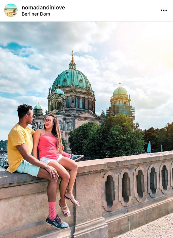 a secret photo location for couples to take photos in front of berliner dom or berlin cathedral in germany