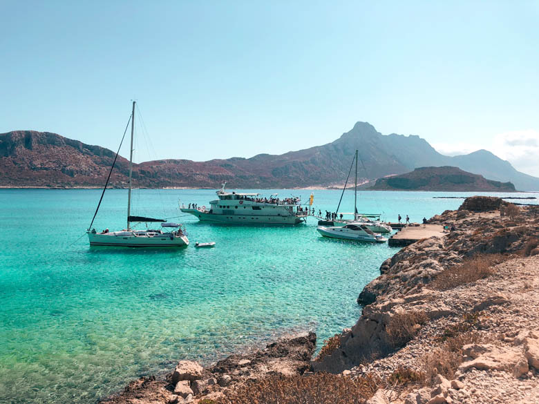 taking the ferry or private boat to get to gramvousa island and balos beach from chania 
