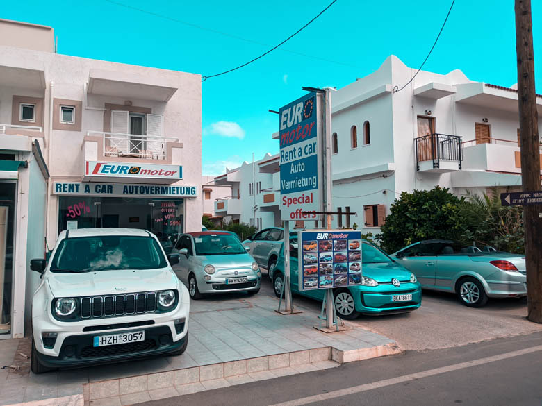 a car rental shop in crete with many car hire options for tourists to drive and explore the greek island