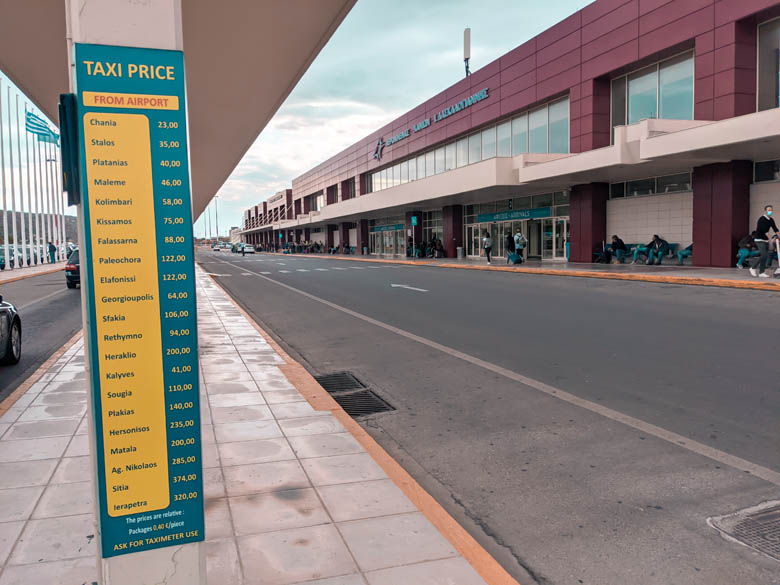 the price to take a taxi from chania airport in crete greece