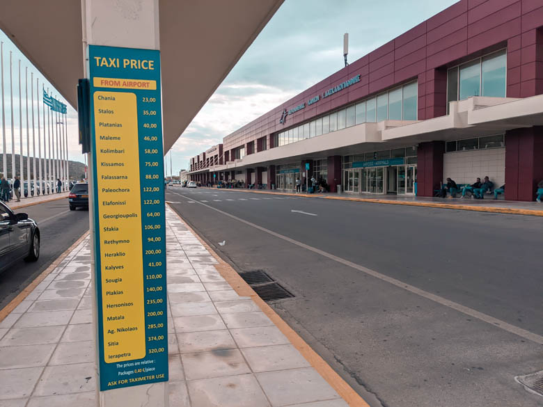 a list of taxi prices at chania international airport on crete island