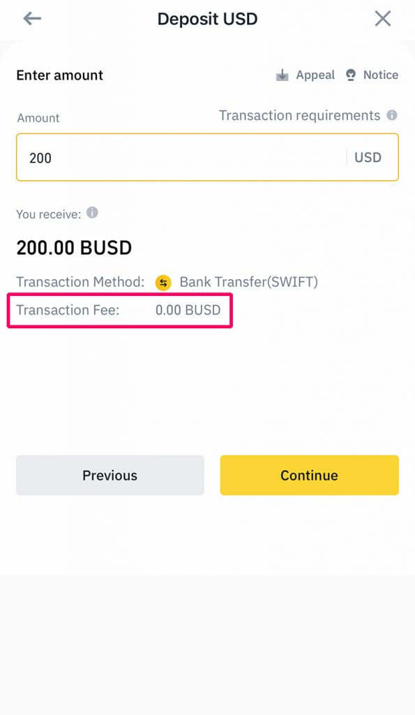 usd deposit binance