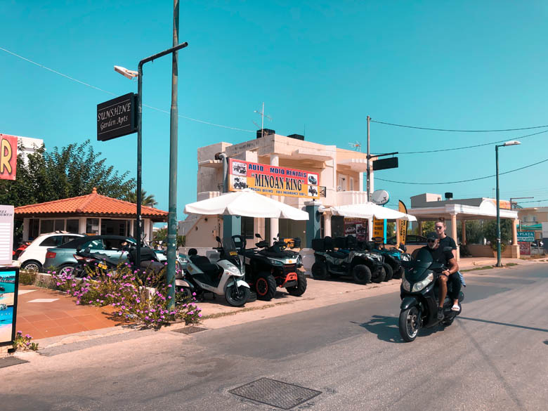 renting a scooter, buggy or quadbike at a small town in crete