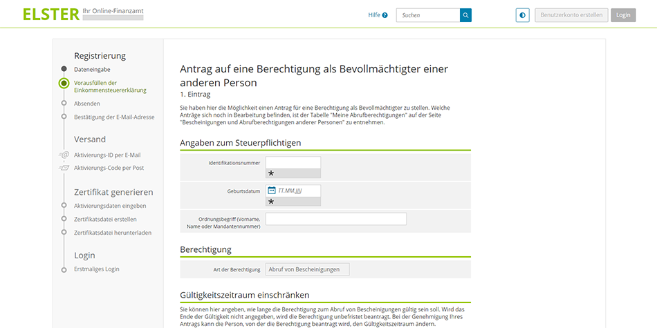 you can apply for authorization to access German income tax certificates for other people