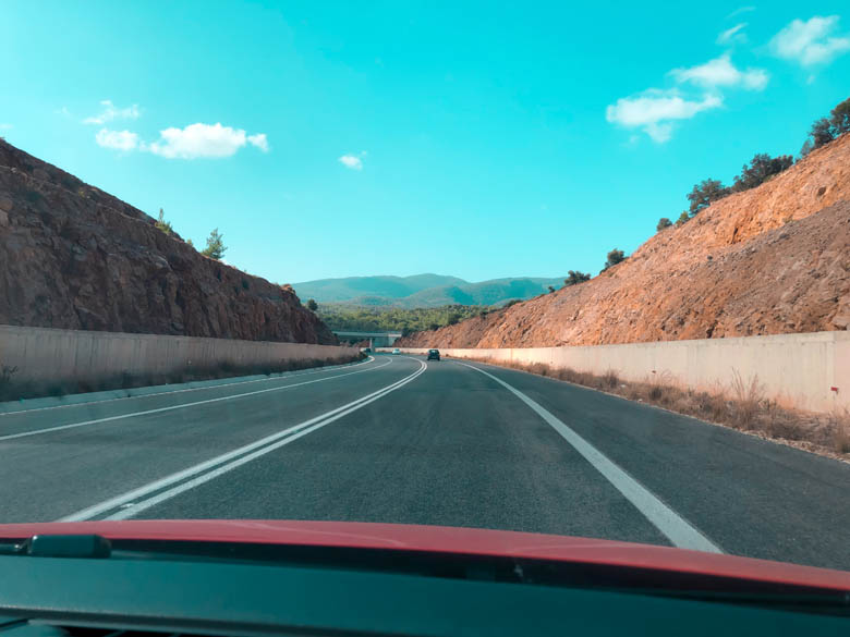 driving on the motorway in crete where there are no street lights