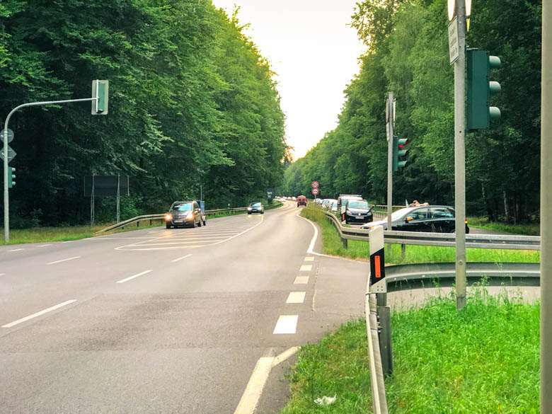 parking alongside the main road near liepnitzsee lake berlin