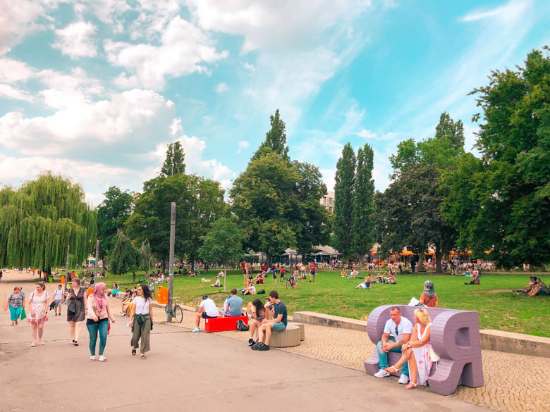 locals spending more times at parks like monbijoupark in berlin mitte during covid times