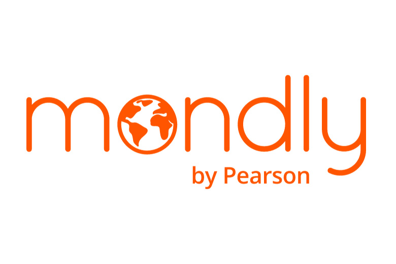 orange and white logo for mondly by pearson language learning app