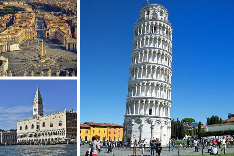 the leaning tower of pisa, vatican city and doge's palace