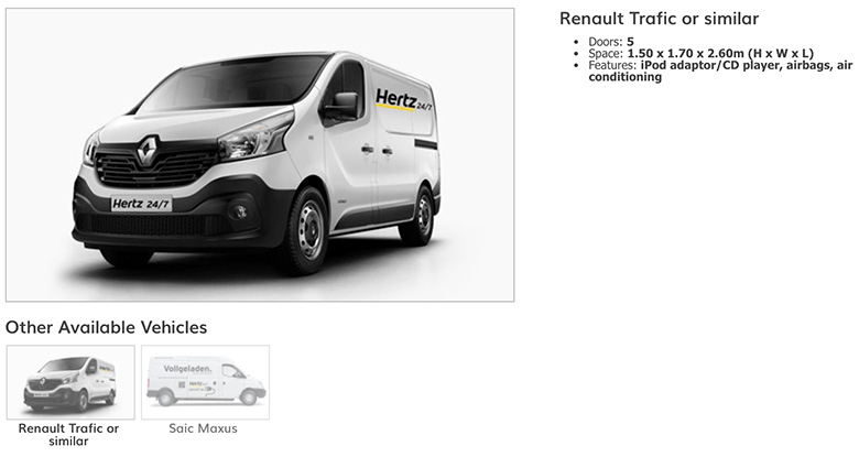 hiring a renault trafic transport van with hertz 24/7