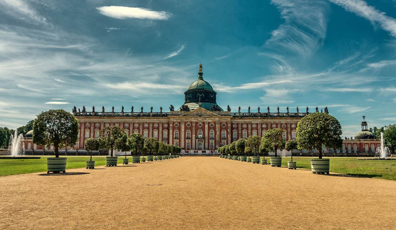 neues palace or new palace in sanssouci with its symmetrical architectural design is a must see on a day trip from berlin to potsdam germany
