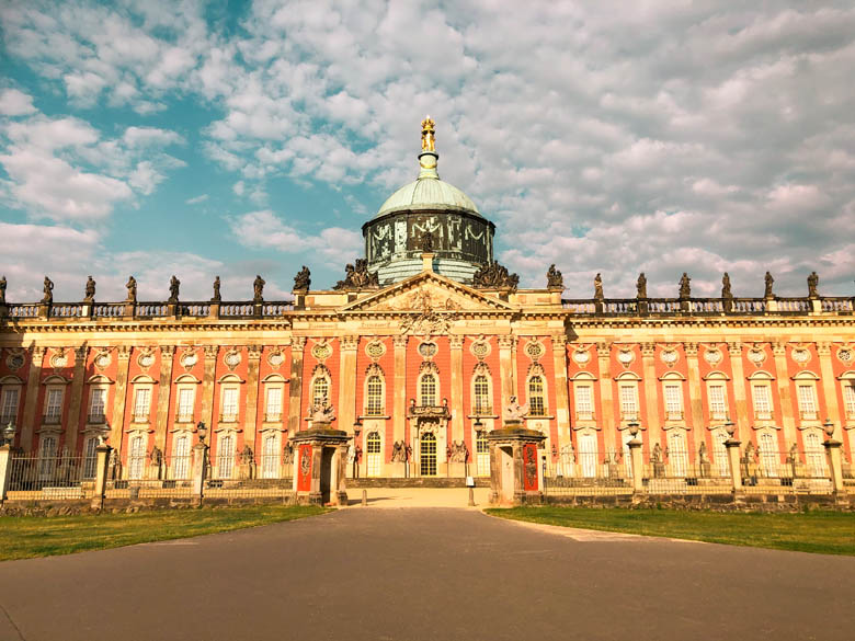 visiting neues Palais in Potsdam on a day trip from berlin during coronavirus times with no tourists in sight