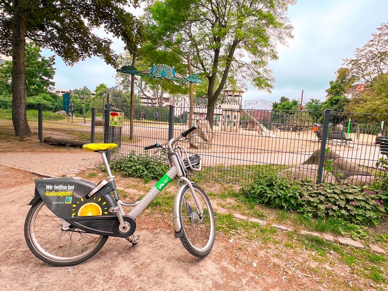nextbike by edeka bicycle parked in a park in berlin