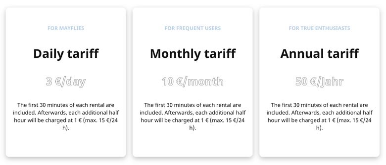different prices to rent nextbike in berlin for daily, monthly and annual tariff